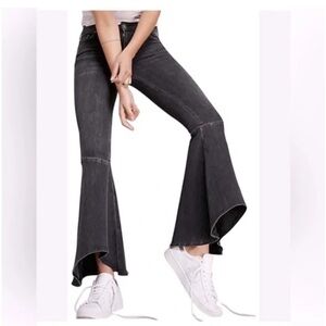 Free People Black Washed Denim Bell Bottom Jeans Size 24